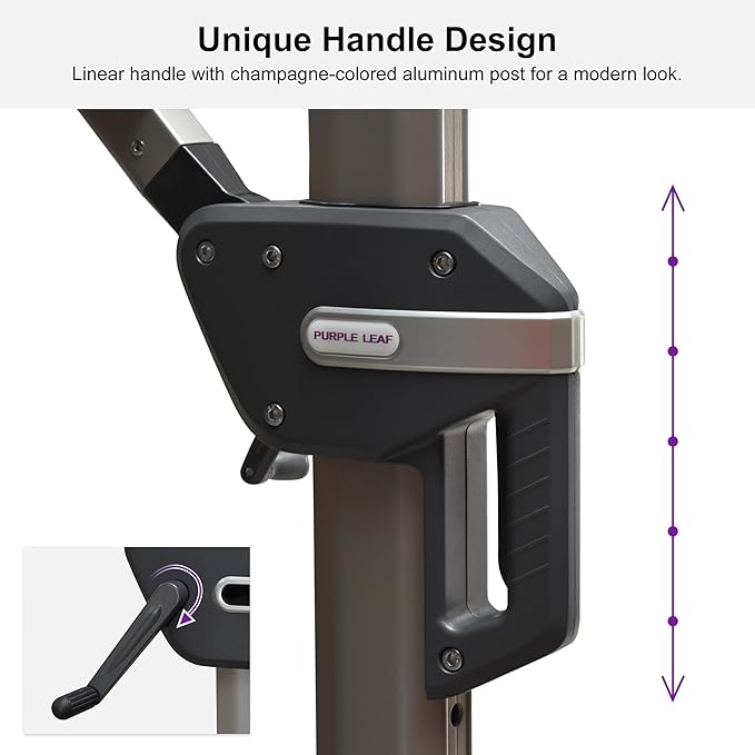 PURPLE LEAF 10' X 13' Patio Umbrella, Rectangle Outdoor Cantilever Umbrella, Aluminum Offset Umbrella with Champagne Frame and 360° Rotation for Pool Deck Garden, Turquoise Blue
