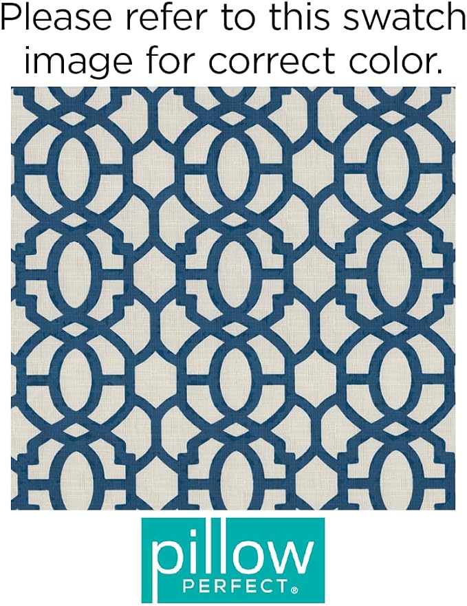 Pillow Perfect Trellis Indoor/Outdoor Throw Pillows, 2 Count, Accent - 16.5 x 16.5, Blue Nunu Geo Ink