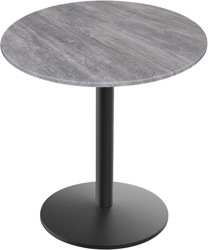 Holland Bar Stool Co. 30" Tall OD214 Indoor/Outdoor All-Season Black Wrinkle Table with 32" Diameter Greystone EuroSlim Top