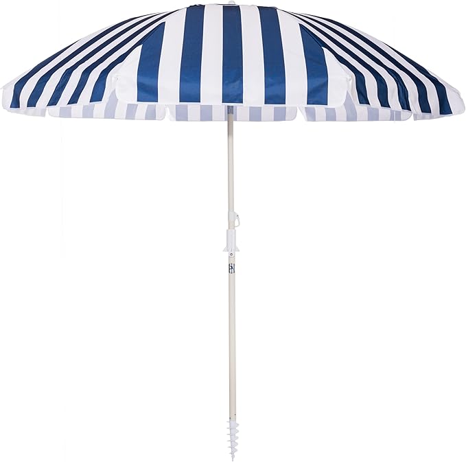Business & Pleasure Co. Margaritaville Manana Umbrella - 6.5' Beach Umbrella Sand Anchor, 7' Tall Telescopic Aluminum Pole, UPF 50+