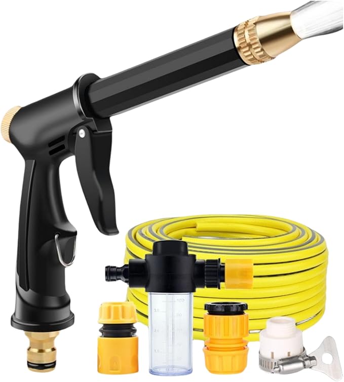 High Pressure Sprayer for Car Wash & Patio Cleaning, Easy Outdoor Watering Tool for Homeowners (BB+ 10 m Hose)