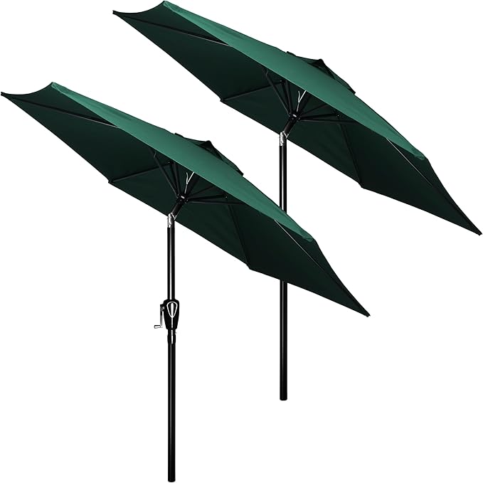 HealSmart 7.5ft Patio Umbrella with Push Button Tilt/Crank, Outdoor Table Market Yard Umbrella, 6 Sturdy Ribs for Garden, Deck, Backyard, Pool