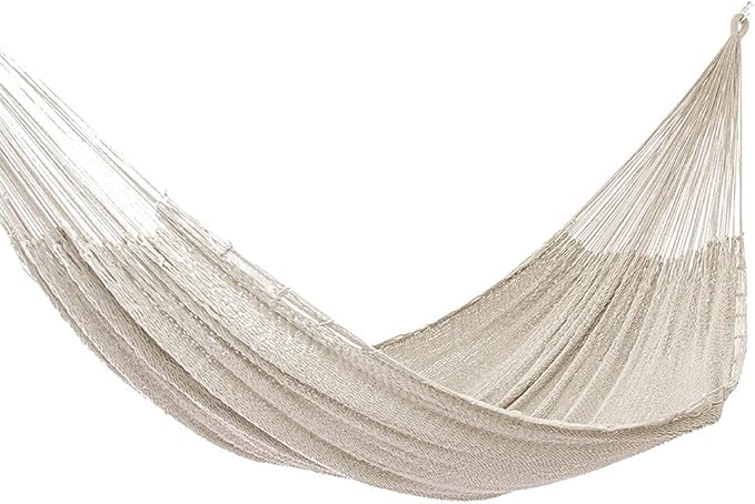 NOVICA Natural Off White Hand Woven Cotton Mayan 2 Person XL Rope Hammock, Caribbean Beach' (Double)