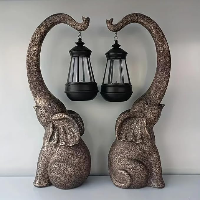 POKSAUAE Solar Powered Elephant Courtyard Light, LED Outdoor Decorative, Path Light Balcony, Courtyard, Mother's Birthday Gift, Women's Garden Gift