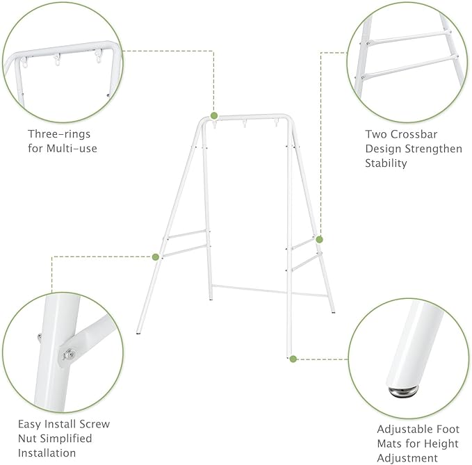 Sturdy Hammock Stand Only - Heavy Duty Frame, Max Stability Iron Frame for Relaxing, 25 LBS Lightweight Yet Strong, 30.31" Top Width, Fits Standard Hammock Chairs, Easy to Move & Store, White