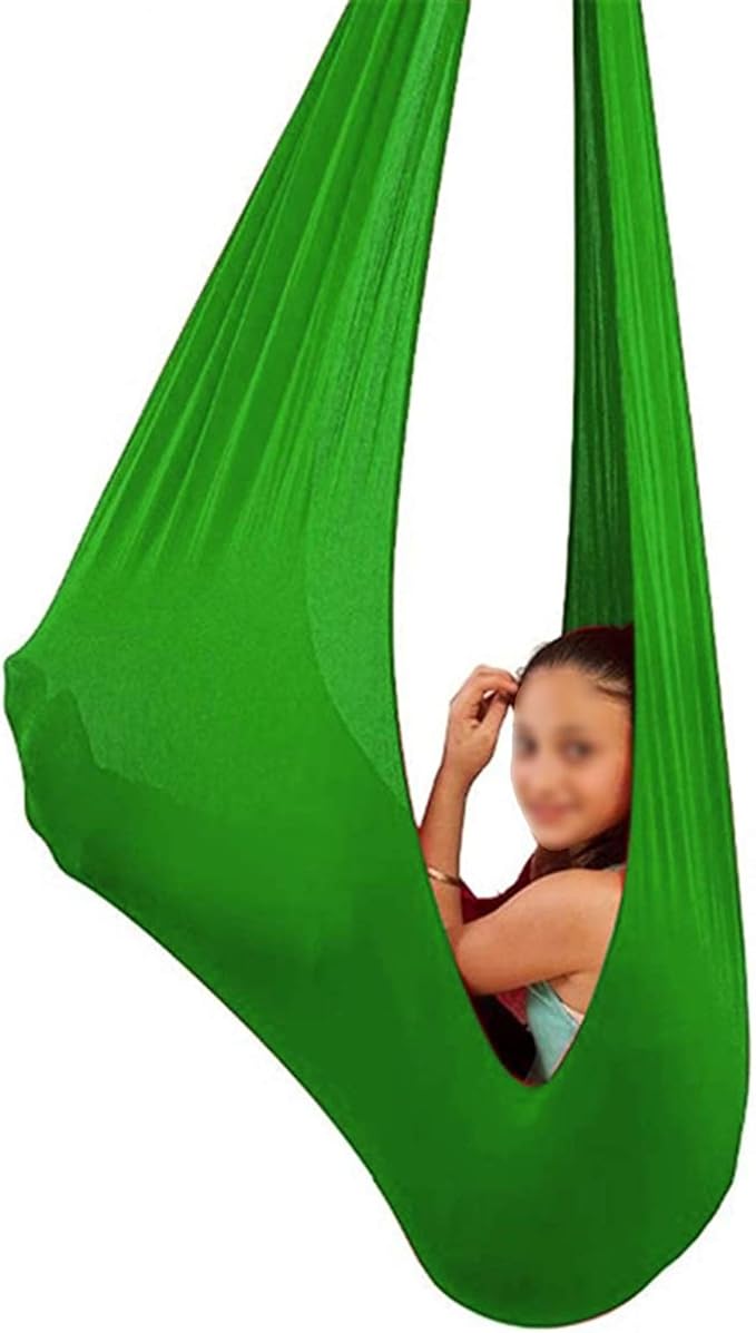 Adjustable Sensory Swing Indoor Therapy Yoga Snuggle Swing Cuddle Hammock Ideal for Children Or Adults Autism ADHD Aspergers Hammocks Outdoor (Color : Green, Size : 100 x 280 cm)