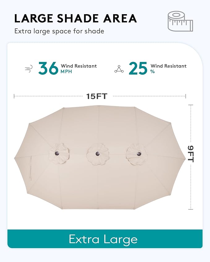 SERWALL HDPE Outdoor Couch with Coffee Table & Side Table & 15FT Umbrella