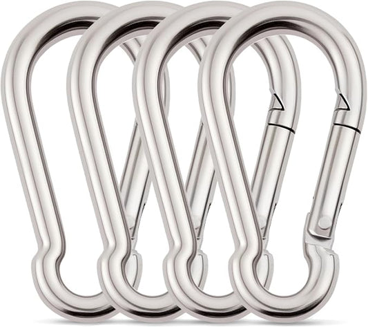 Hammock Hanging Kit, Load Capacity 1400 lb, Stainless Steel Hammock Hook Carabiner Set for Yoga Hammock Swing Chair Indoor Outdoor Relaxation (4-Pack Carabiner Clips)