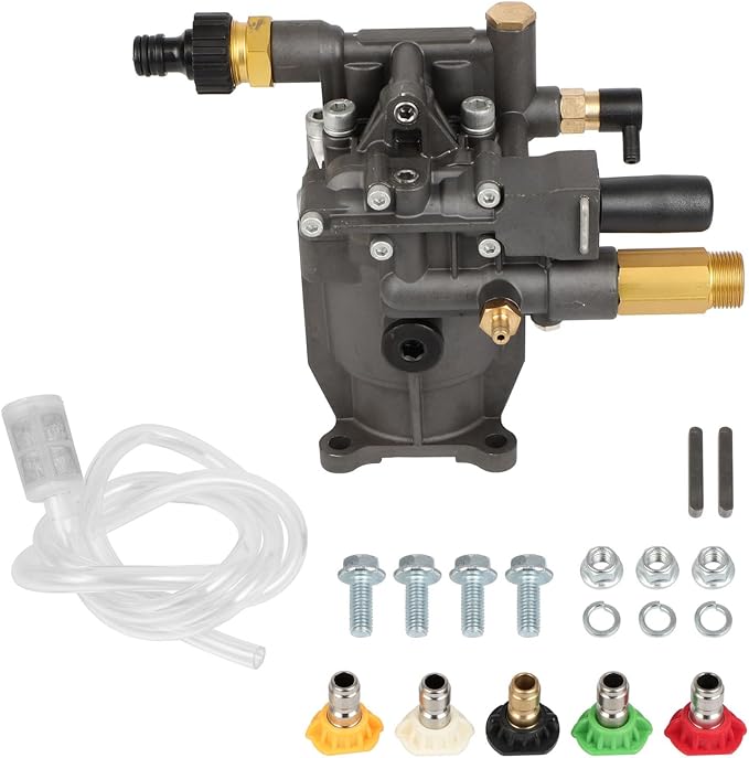 OCPTY 3/4" Shaft Horizontal Pressure Washer Pump Max 3300 PSI 2.5 GPM Replacement Power Washer with 5 Nozzles, Compatible with 90028 90029 GX160 GX190 GX200 rmv2.5g30 SH270
