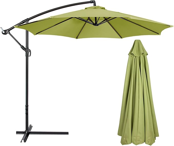 belupai 10ft Patio Umbrella Replacement Canopy, 6 Ribs Canopy Replacement Water Resistant Patio Canopy Outdoor Table Market Yard Umbrella Top Outdoor Umbrella Canopy 56-58in Ribs (Canopy Only)(Green, 6 Ribts)