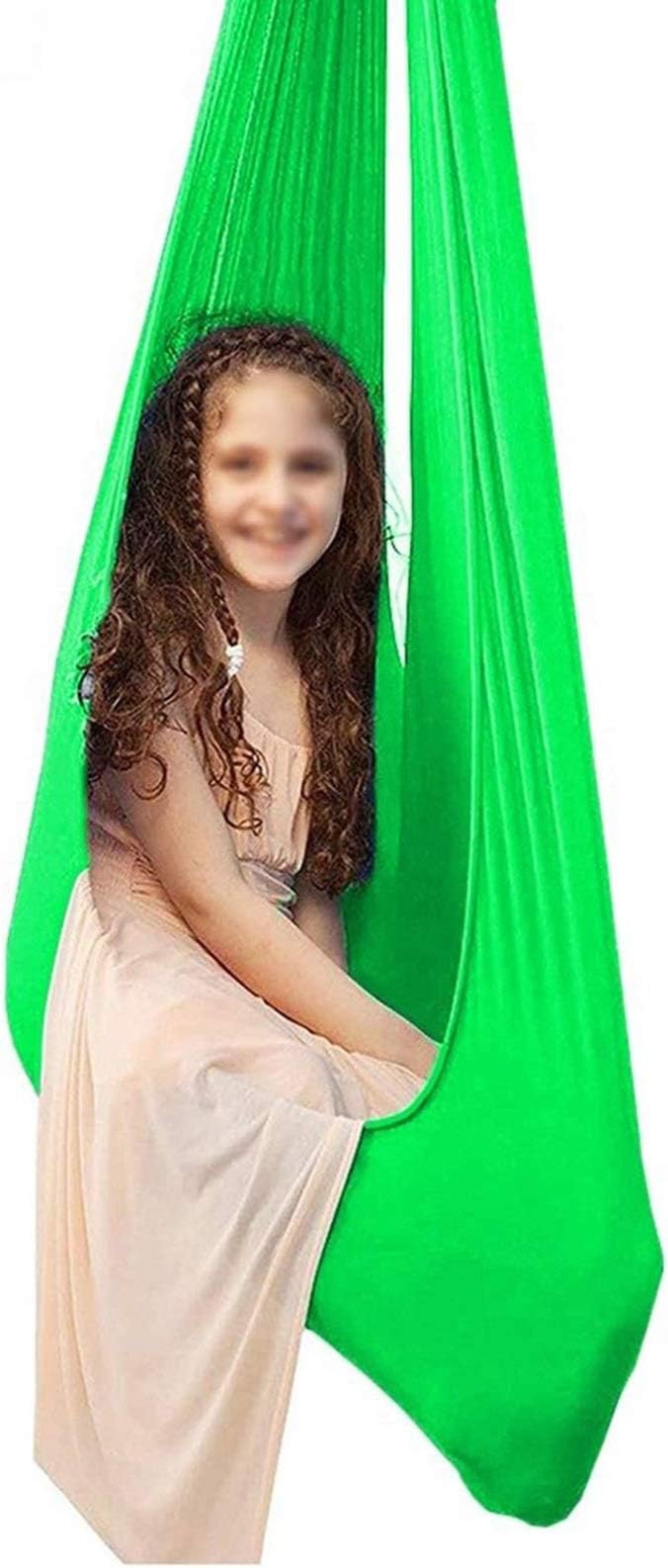 Elastic Therapy Swing Sensory Hammock for Child Kids Adult Autism ADHD and Aspergers Outdoor Indoor Up to 200kg (Color : Grass Green, Size : 150 x 280 cm)