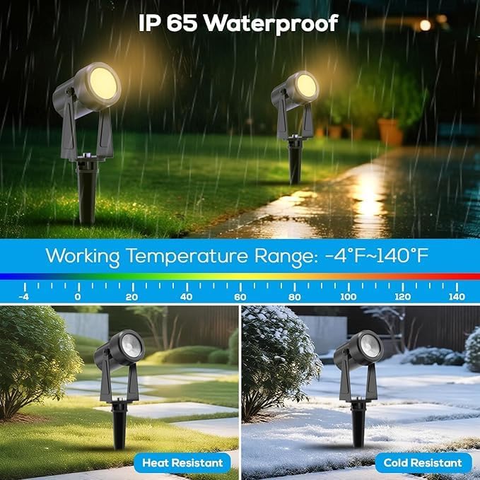 ZYAN Landscape Spotlights with Sensor, 5 Lighting Modes for Brightness Adjustment, Dimmable Timer Auto On Off, Low Voltage Outdoor IP65 Waterproof for Patio Yard Garden Path, Warm White (16 Pack)