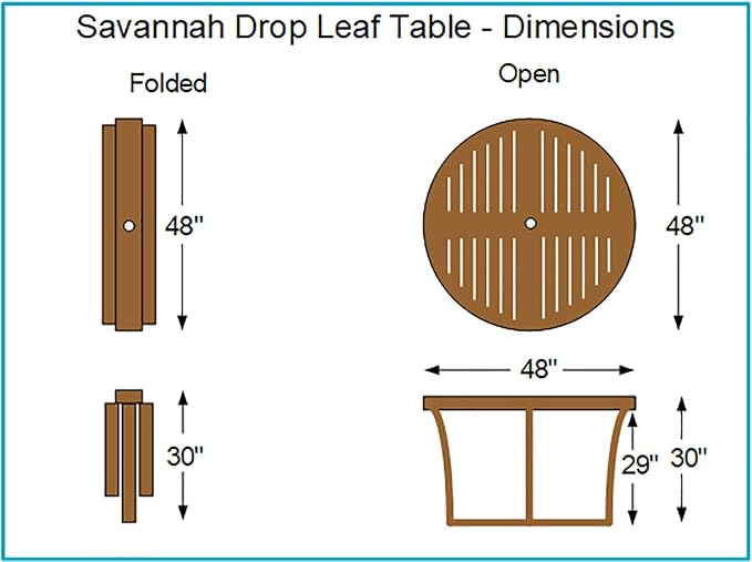 Savannah Teak Drop Leaf Table, Natural