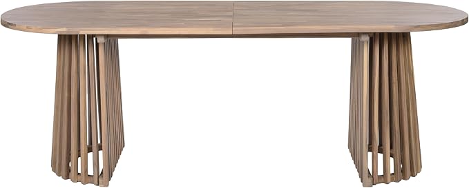 Christopher Knight Home Zoa Acacia Wood Dining Set for 6, Outdoor Dining Table with Dual Slatted Pedestal Bases, Outdoor Dining Chairs with Cushions, 7 Piece Patio Dinner Set, Beige/Light Teak/Brown