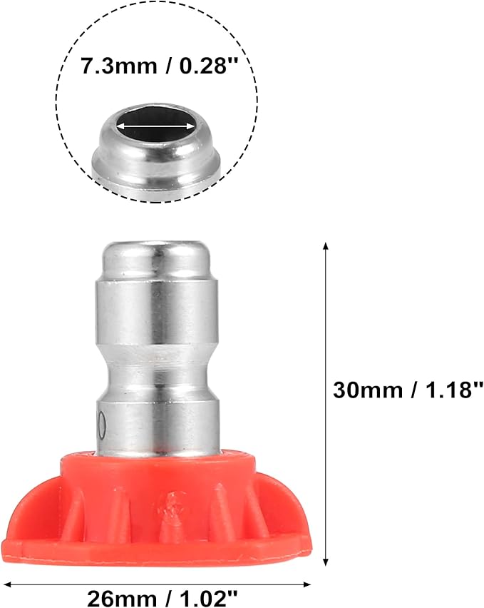 X AUTOHAUX 0 Degrees High Pressure Washer Spray Nozzle Tips Quick Connector Red 5 Pcs