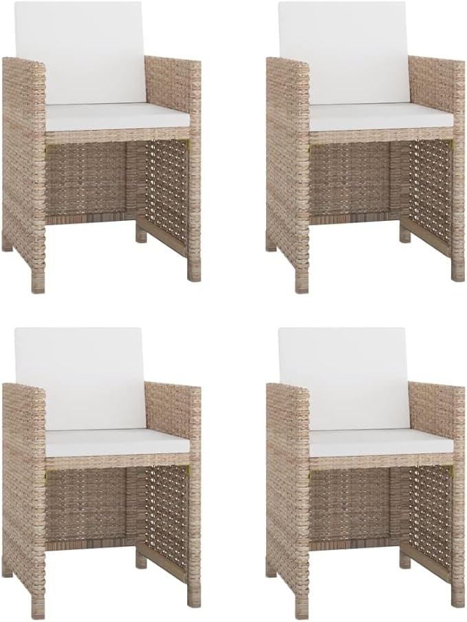 5 Piece Patio Dining Set with Cushions, Patio Conversation Set Outdoor Lounge Sets Front Porch Furniture Sectional Sofa for Exhibition Poolside Piazza Negotiation Area Poly Rattan Beige