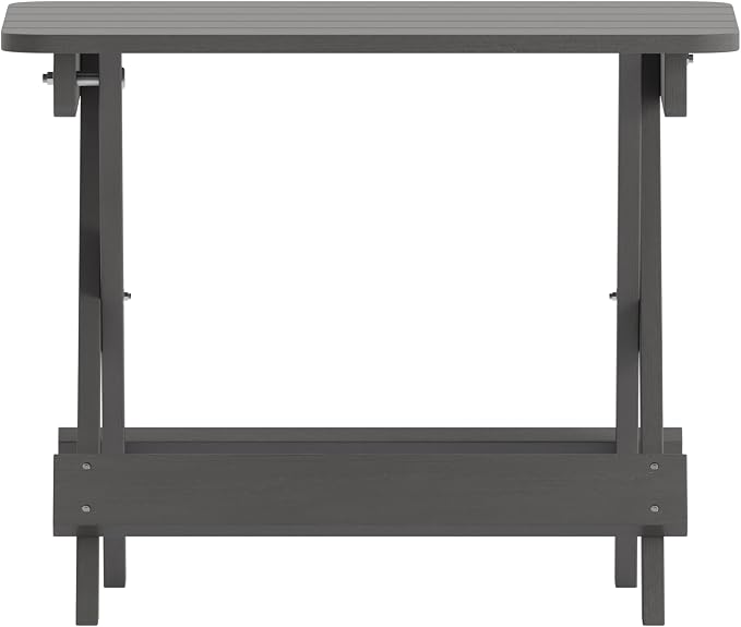 EMMA + OLIVER Haley Outdoor Folding Side Table, Portable All-Weather HDPE Adirondack Side Table, Gray