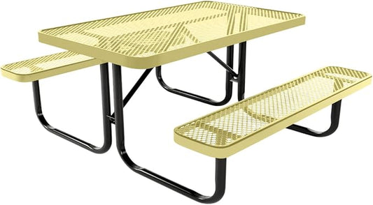 COATEDOUTDOORFURNITURE Heavy-Duty Portable Outdoor Kids Table, Expanded Metal Kids Picnic Table, Commercial-Grade Picnic Table, Made in America (4ft Rectangular, Childrens, Textured Sandstone)