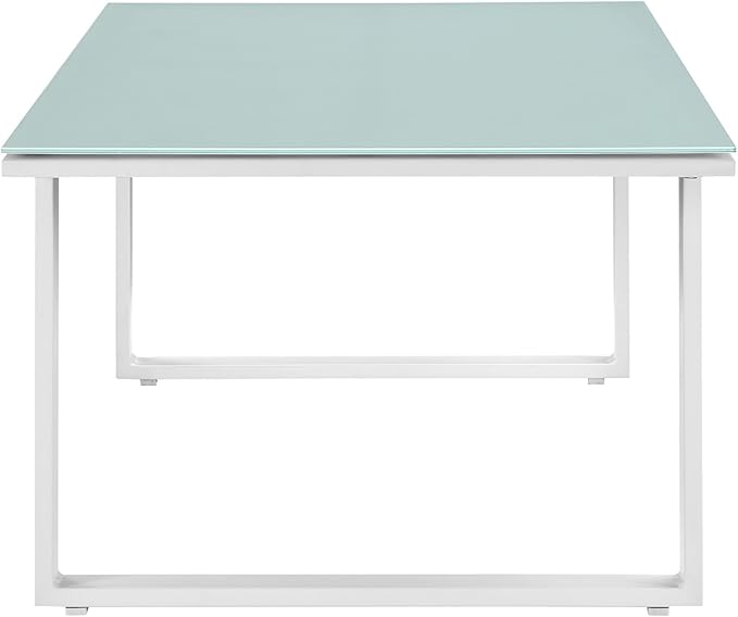 Modway Fortuna Aluminum Glass Outdoor Patio 44" Coffee Table in White