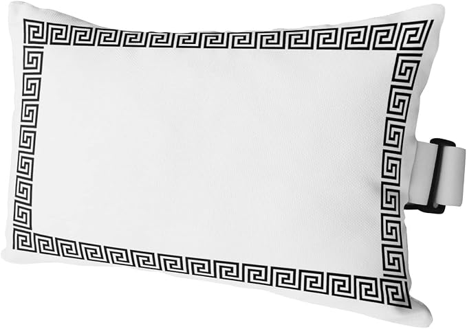 Outdoor Pillows Covers with Inserts White Traditional Greek Key Meander Border Square Geometric Waterproof Pillow with Adjustable Strap Throw Pillows for Patio Furniture Lounge Chair, 11x16 Inch, 1PCS