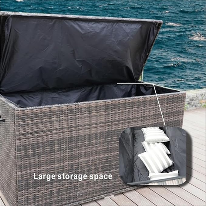 Patio Furniture Durable Aluminum Frame Deck Box in Brown