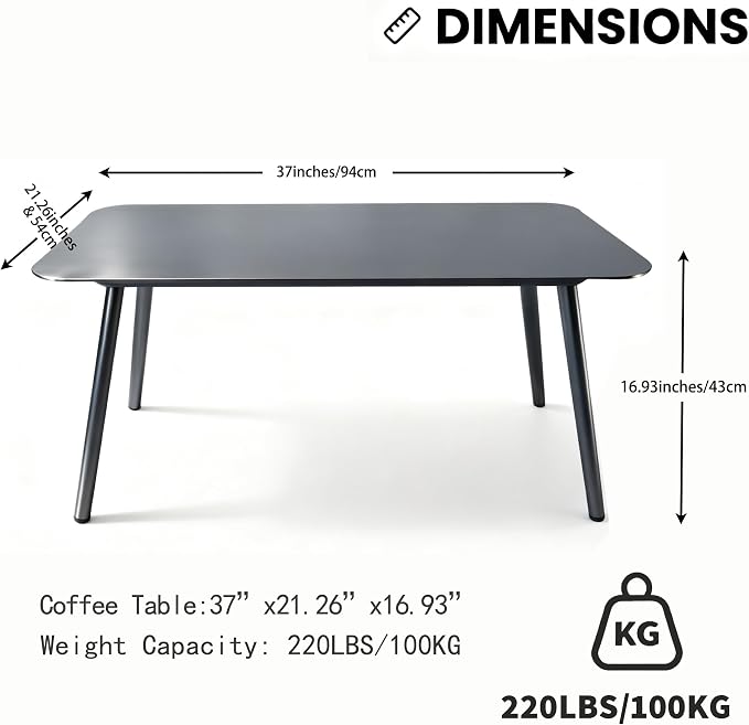 Aluminum Outdoor Side Table, Rustproof Patio Coffee Table | Powder-coated scratch-proof aluminum tabletop, sturdy all-weather frame, easy assembly for garden pool balcony