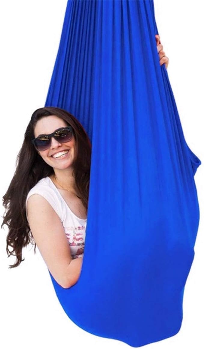 Indoor Swing Seat for Kids Child and Teens Hanging Hammock for Indoor Outdoor Calming Effect On Children with Sensory Needs Included Accessories (Color : Blue, Size : 150 x 280 cm (L x W).)