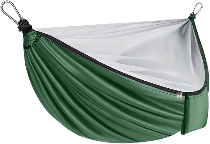 YSUEFIJO Outdoor Hammock with Mosquito Net, Comfortable Camping Hammock for Travel and Backyard, Foldable Portable Hanging Hammock, Breathable Fabric, Weight Capacity 250kg