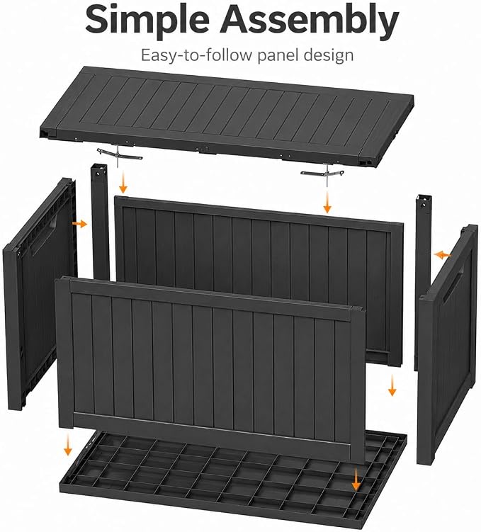Outdoor Deck Patio Storage Box - 280 Gallon Large Outdoor Deck Box, Plastic Storage Bin with Lid, Outside Toy Box & Pool Storage Container for Cushions, Garden Tools, Towel, Black