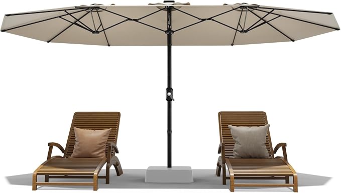 13Ft Large Patio Umbrella Outdoor Double-Sided Rectangle Market Umbrella with Easy Crank Handle, Durable Weather-Resistant Fabric, UV Protection, Perfect for Pool, Lawn, and Garden