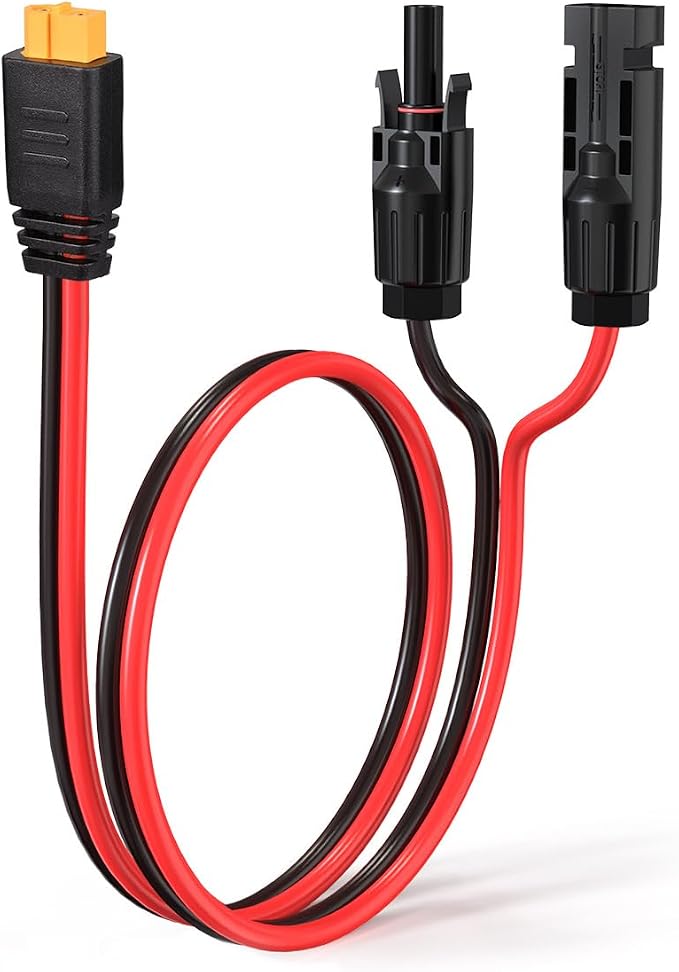 ELFCULB 12AWG Solar to XT60 Charging Cable Solar Panel Extension Cable for Portable Station River 600 Solar Generator(2FT)
