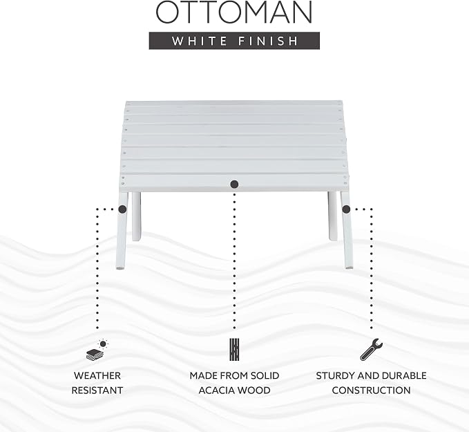 Linon Adirondack, White Ottoman,