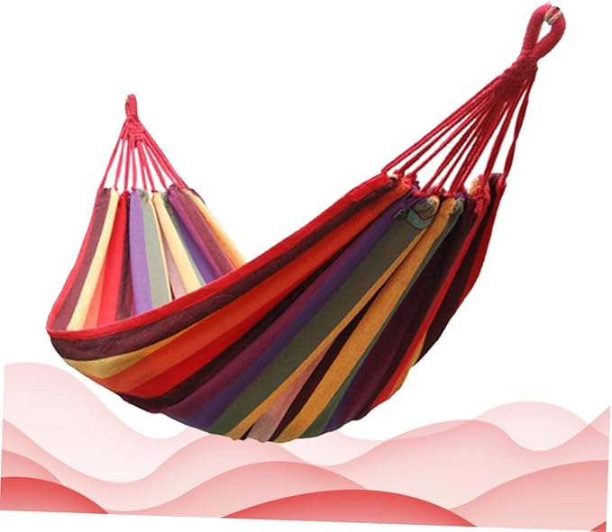 Portable Camping Hammock Canvas Swing Hanging Chair 190x85cm Striped Outdoor Hammock Garden and Travel Patio and Backyard Use