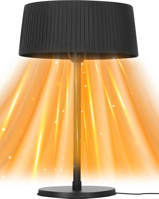 Electric Outdoor Patio Heater, 1500W Tabletop Infrared Heater for Indoor & Outdoor, IP55 Waterproof, Fast Heating, Tip-Over Protection, Perfect for Garden, Balcony, Garage, Porch (black, tabletop)