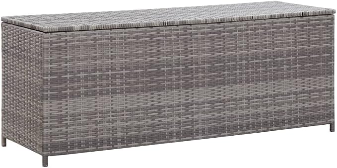 Outdoor Storage Box with Lid 47.2x19.7x23.6 Inch PE Rattan Deck Box for Patio Garden Furniture Cushions Blankets Pillows Weatherproof Steel Frame Gray