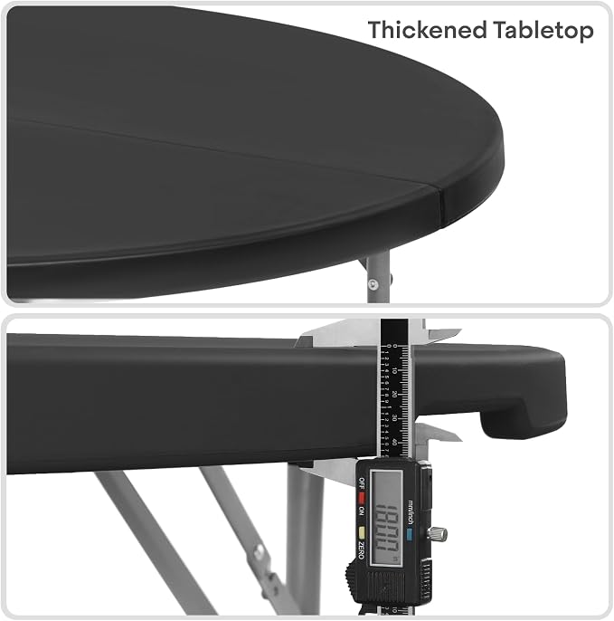 Athena Collection 4.5ft Folding Square Plastic Table, Modern Black Dining Table with Handle, 54" Diameter, 29.5" Height, Indoor/Outdoor Use