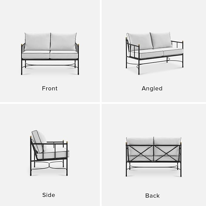 mopio Odelia Outdoor Patio Furniture Set Set of 2, Patio Loveseat with Coffee Table, Outdoor Furniture Conversation Piece for Outside Lounging at Lawn, Front Porch, Balcony, Apartments, Yard