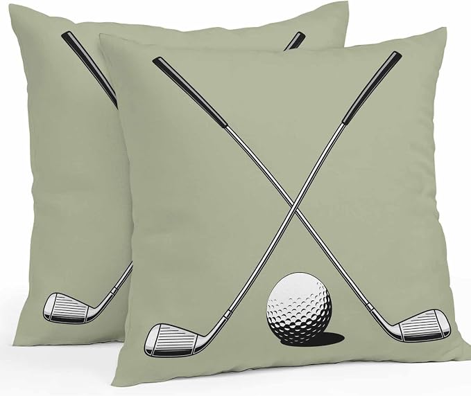 Vandarllin Outdoor Throw Pillows Covers 26x26 inch Set of 2 Waterproof Golf Ball Club Decorative Zippered Cushion Covers for Patio Furniture, Game Sports Sage Green Lumbar Pillowcases