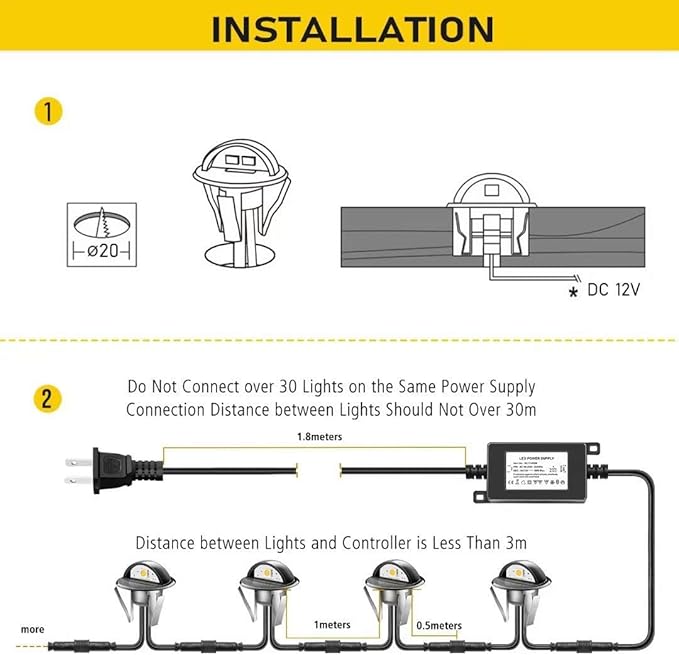 Recessed LED Deck Lighting Kits DC12V Low Voltage F1.38 Waterproof IP 65，In Ground Lights for Steps,Stair,Patio,Floor,Pool Deck,Kitchen,Outdoor Landscape Lighting (1pcs,Blue)