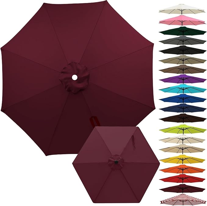 Outdoor Umbrella Replacement Canopy, Patio Umbrella Replacement Top Cover, Outdoor Umbrella Replacement Cloth, 6.5-13.1ft Waterproof UV-Resistant Fabric, for Garden Pool, Canopy Only