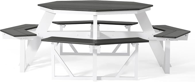 WestinTrends Outdoor 48" HDPE 8-Person Patio Octagon Picnic Table, Gray