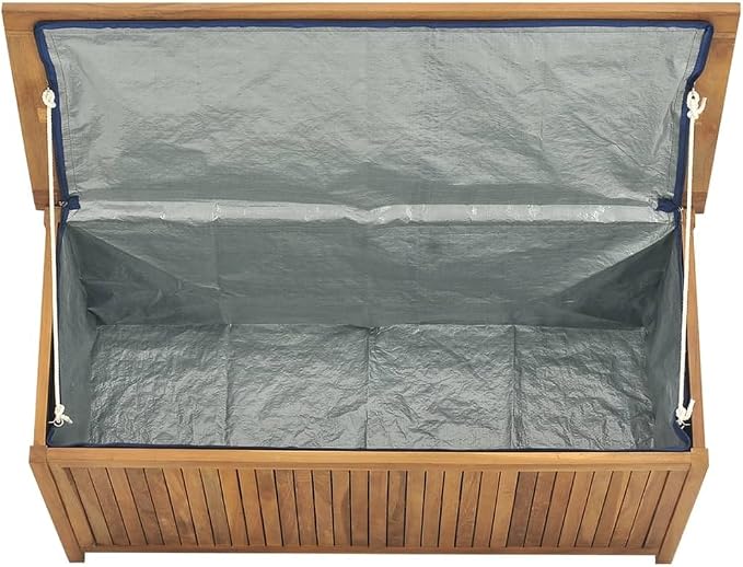 Outdoor Patio Storage Box Solid Teak Wood Deck Box Outdoor Storage Organization Box with Lid Storage Bench and Waterproof Lining for Garden,Patio,Backyard,44.9"x19.7"x22.8" -AA