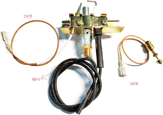 METER STAR Propane Fire Pit Main Control Brass Safety Valve,Gas Room Heater Pilot Burner Assembly Parts Thermocouple Safety Device Ignition Component Pilot Assembly Kit