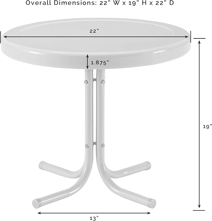 Crosley Furniture Griffith Weather Resistant Retro Metal Outdoor Side Table for Patio, Deck, Porch, Coral Red