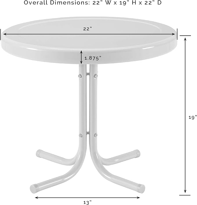 Crosley Furniture Griffith Weather Resistant Retro Metal Outdoor Side Table for Patio, Deck, Porch, Aqua
