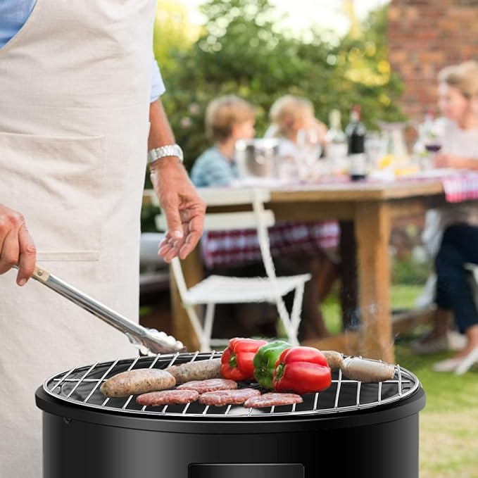 Giantex 3-in-1 Charcoal BBQ Smoker, Outdoor Grill Cooker with Built-in Thermometer and 6 Hooks for Outdoor Backyard Cooking Grilling Camping