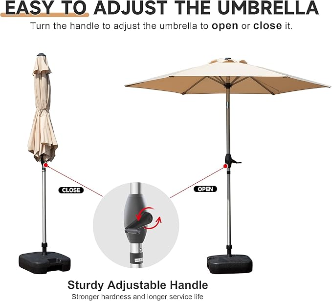 Domi 7.5FT Patio Umbrella Outdoor Market Umbrella with Silver Aluminum Pole, UV Resistant Canopy, Wind Vent, Tilt & Crank System, Perfect for Patio, Garden, Deck, Pool, Outdoor Dining, Beige