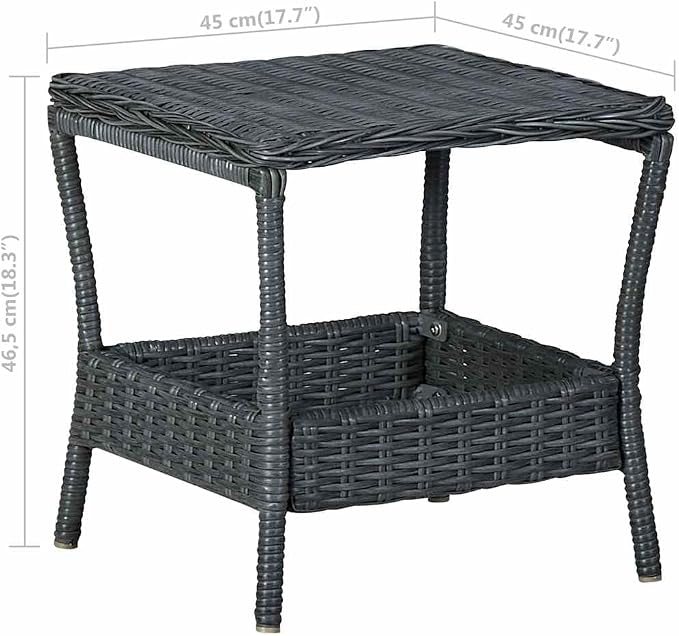 Powder-Coated Steel Garden Furniture Square Patio Table with PE Rattan Weather-Resistant Outdoor Dining Table for Balcony or Patio