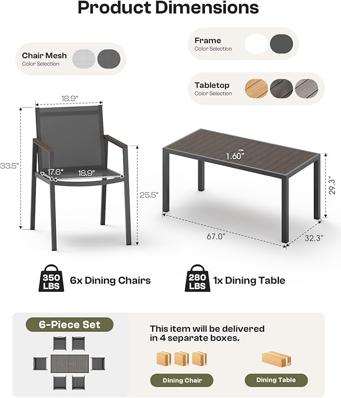 Outdoor Dining Set for 10, Aluminum Patio Table and Chairs Set, 12-Piece All Weather Patio Dining Furniture Set with Umbrella Hole for Backyard, Deck, Poolside (Charcoal)
