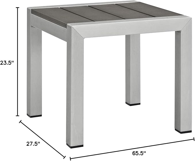 Modway Shore 3-Piece Aluminum Outdoor Patio Furniture Set in Silver Beige
